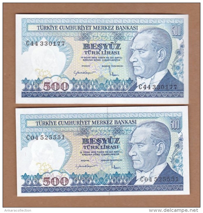 AC - TURKEY - 7th EMISSION 500 TL C & C TWO DIFFERENT WATERMARKS UNC - Turquie