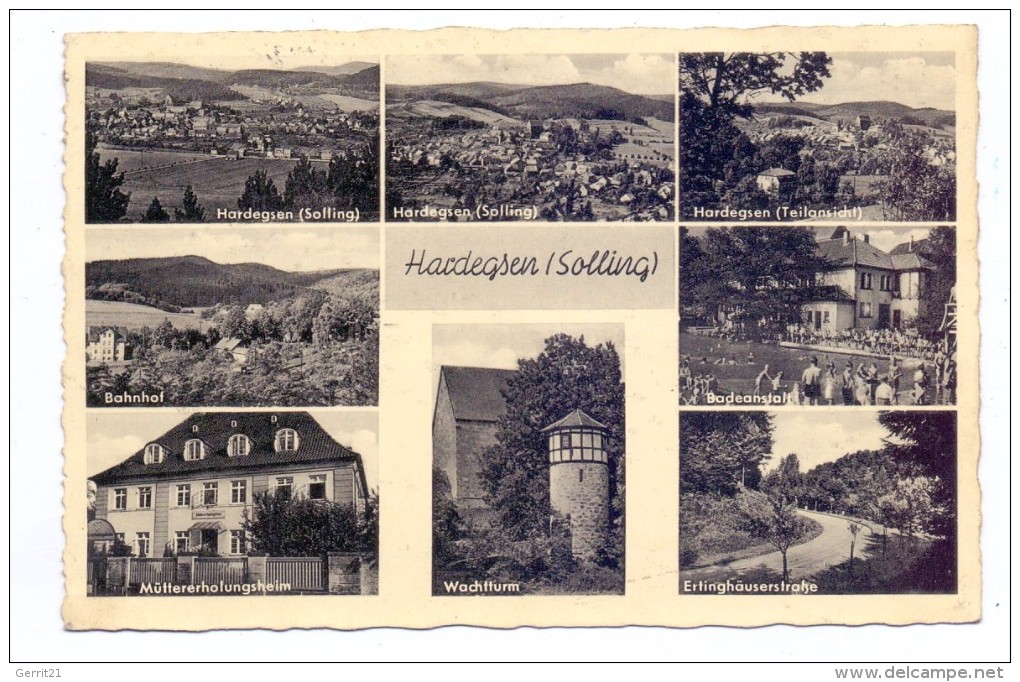 3414 HARDEGSEN, Mehrbild-AK, Landpoststempel "Üssinghausen über ...", 1951 - Hardegsen