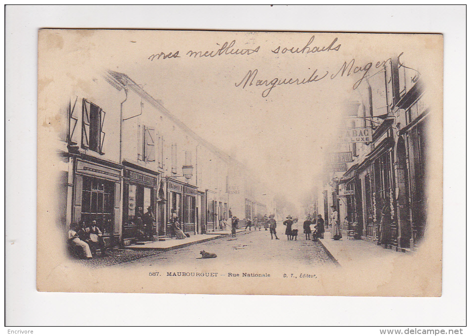 Cpa MAUBOURGUET Rue Nationale Cafe Basile Tabac Coifeur Pharmacie ANIMEE - 587 DT Ed - Maubourguet