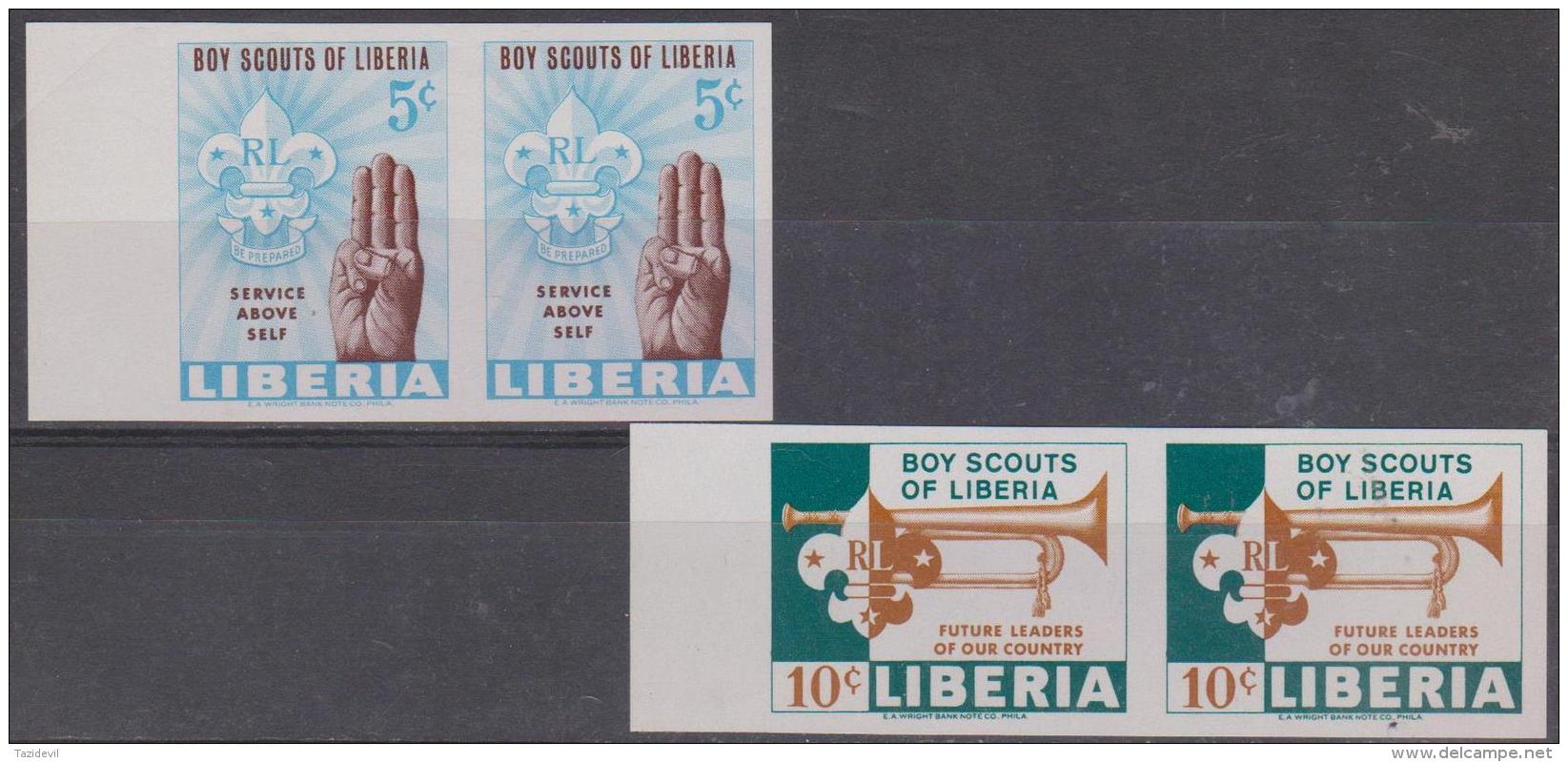 LIBERIA - 1965 Boy Scouts IMPERF Pairs. Scott 421-422. MNH ** - Liberia