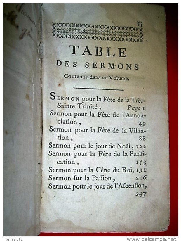 Sermons de M. l' Abbé Clément - Mystères . Tome 1  1771  Veuve Desaint libraire