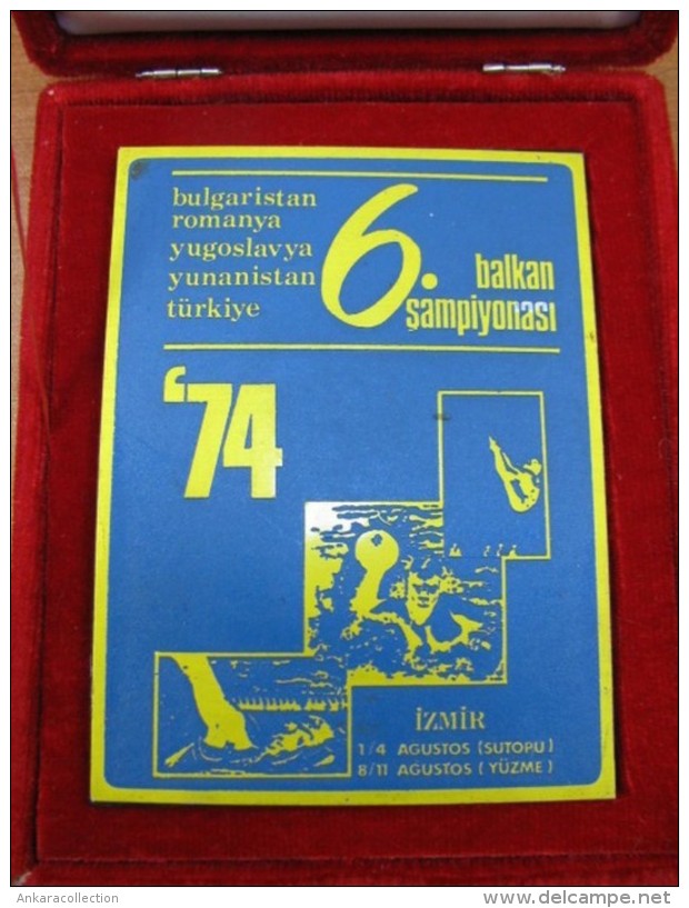 AC - 6th BALKAN WATERPOLO & SWIMMING CHAMPIONSHIP IZMIR AUGUST 1974 PLAQUETTE - Natation