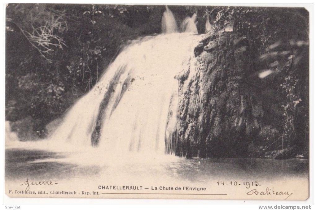 France, CHATELLERAULT, La Chute De L'Envigne, 1915 Used Postcard CPA [18226] - Chatellerault