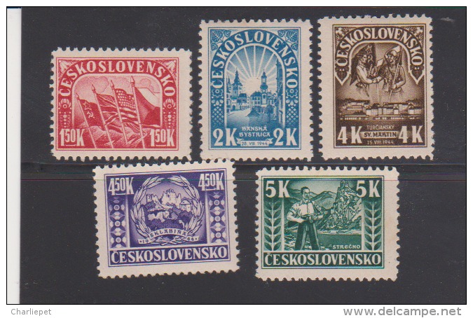 Czechoslovakia 1945 - Scott # 288-92 Set Of 5 MH Catalogue $1.75 - Unused Stamps