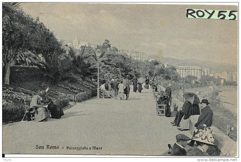 Liguria-san Remo Passeggiata A Mare Bella Veduta Animatissima Primi 900 - San Remo