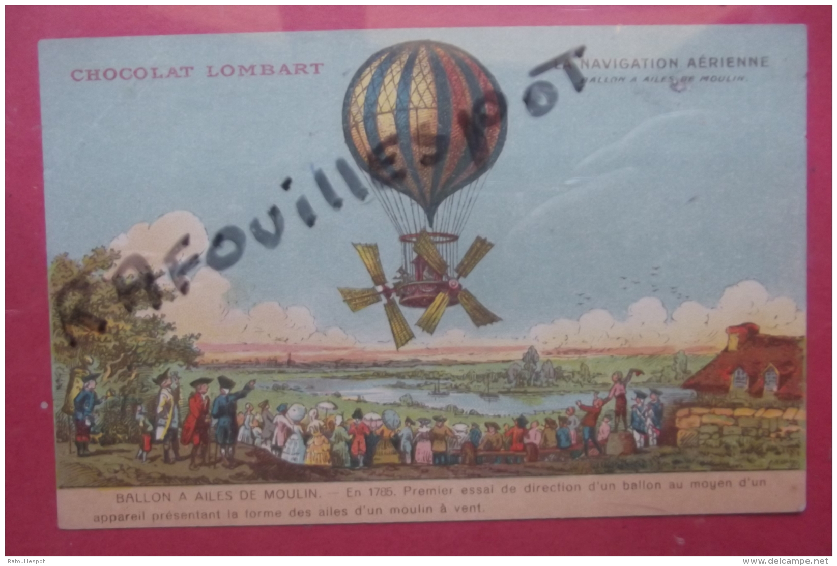 Cp La Navigation Aerienne Ballon A Ailes De Moulin Pub Chocolat Lombart - Globos