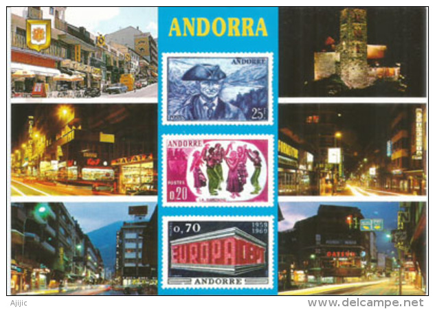 La Philatélie Et Ses Timbres Célèbres En Andorre, Carte Postale Neuve, Non Circulée. - Andorre