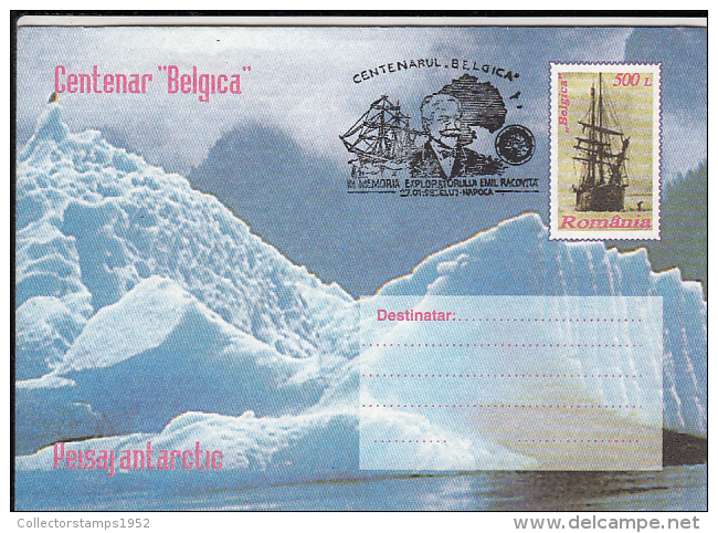 45769- BELGICA ANTARCTIC EXPEDITION, SHIP, E. RACOVITA, COVER STATIONERY, 1998, ROMANIA - Antarctische Expedities