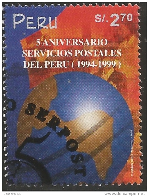 B)1999 PERU, WORLD, POSTAL, PERUVIAN POSTAL  SERVICES, 5TH ANNIVERSARY,  SC 1247 A566, S/S, MNH - Peru