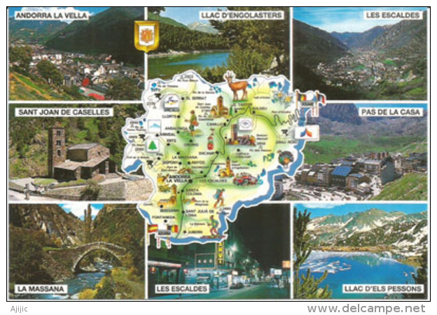 Souvenirs D'Andorre L'été, Carte Du Pays, Carte Postale Neuve, Non Circulée. - Andorra