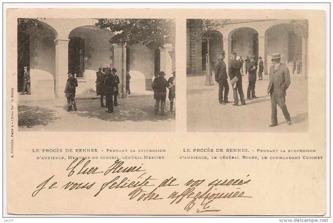 Zola 05 - Affaire Dreyfus - Procès De Rennes - Général Mercier ... - Général Roget... - Carte Précurseur - Evènements