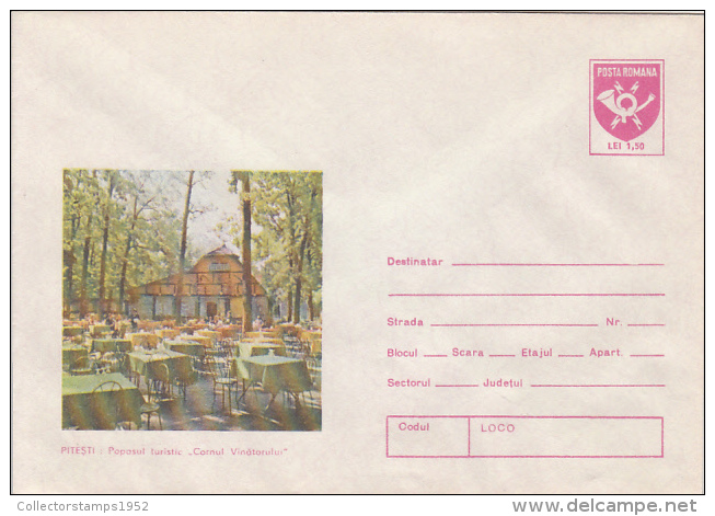 46007- PITESTI- CORNUL VANATORULUI INN, TOURISM, COVER STATIONERY, 1981, ROMANIA - Other & Unclassified