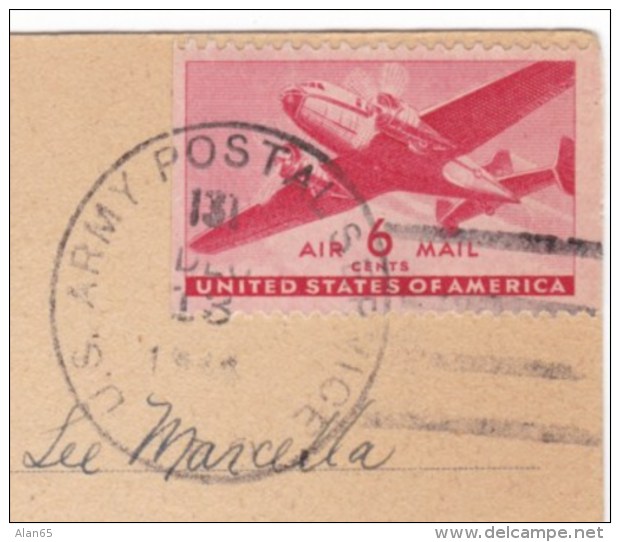 APO 131 US Military Postmark Cancel, 1944 France C1940s Vintage Postcard - Postal History