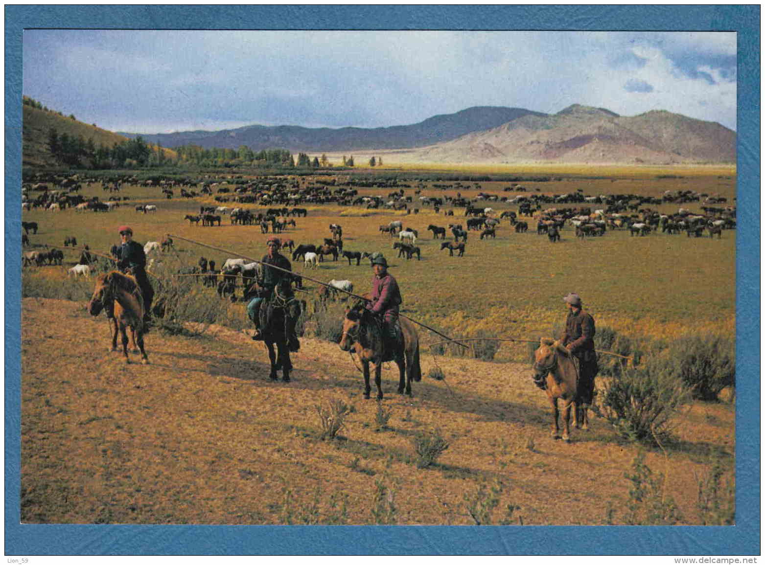 215190 / HERDSMEN WITH LASSO , HORSE MEN , Mongolia Mongolei Mongolie - Mongolei