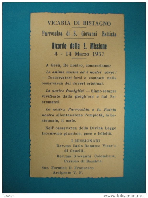 L´ULTIMA CENA  - 1937 RICORDO DELLA S. MISSIONE SANTINO Holy Card Serie EB 219 - Santini