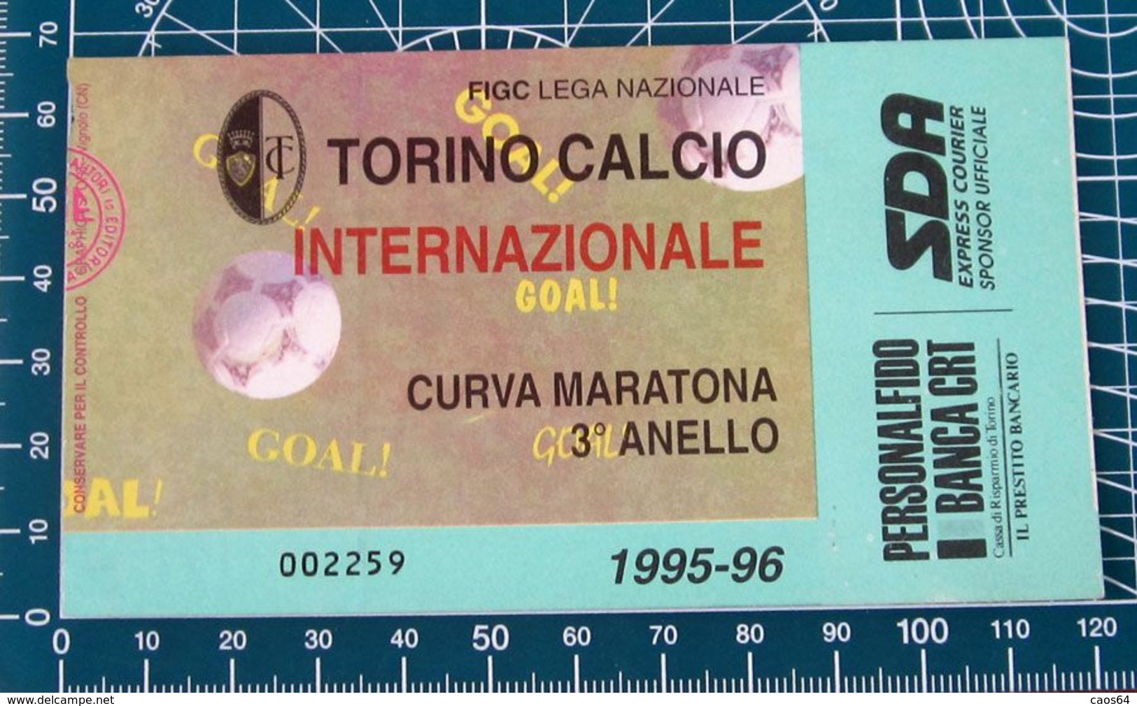 Calcio Ticket BIGLIETTO TORINO - INTERNAZIONALE 1995-96 - Tickets D'entrée