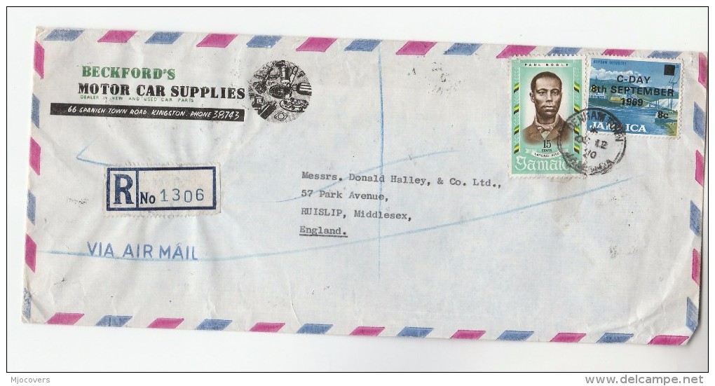 REGISTERED Air Mail JAMAICA Stamps COVER To GB - Giamaica (1962-...)