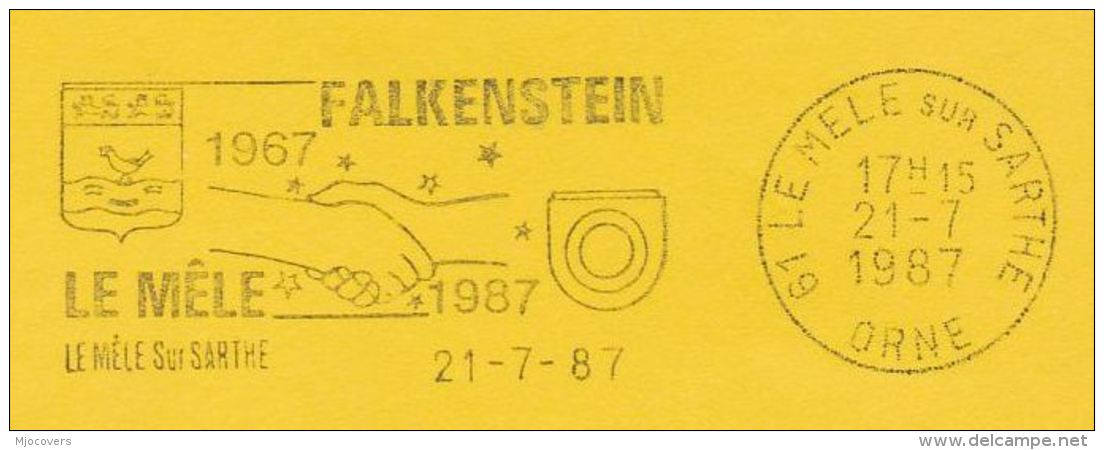 1987 France  COVER FALKENSTEIN , LE MELE , TWINNING Slogan Heraldic  Card - Covers & Documents