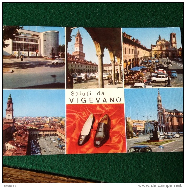 Cartolina Saluti Da Vigevano  Scarpe Vedutine Viaggiata 1967 - Vigevano