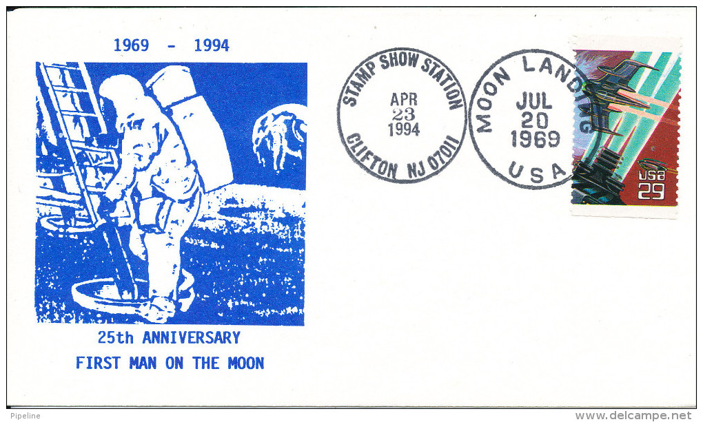 USA Cover 25th Anniversary First Man On The Moon 23-4-1994 With Nice Cachet - Enveloppes évenementielles