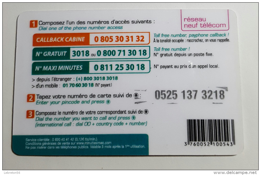TELECARTE Carte Téléphonique Maghreb Minutissime 7,50€ Recharge - Algerien