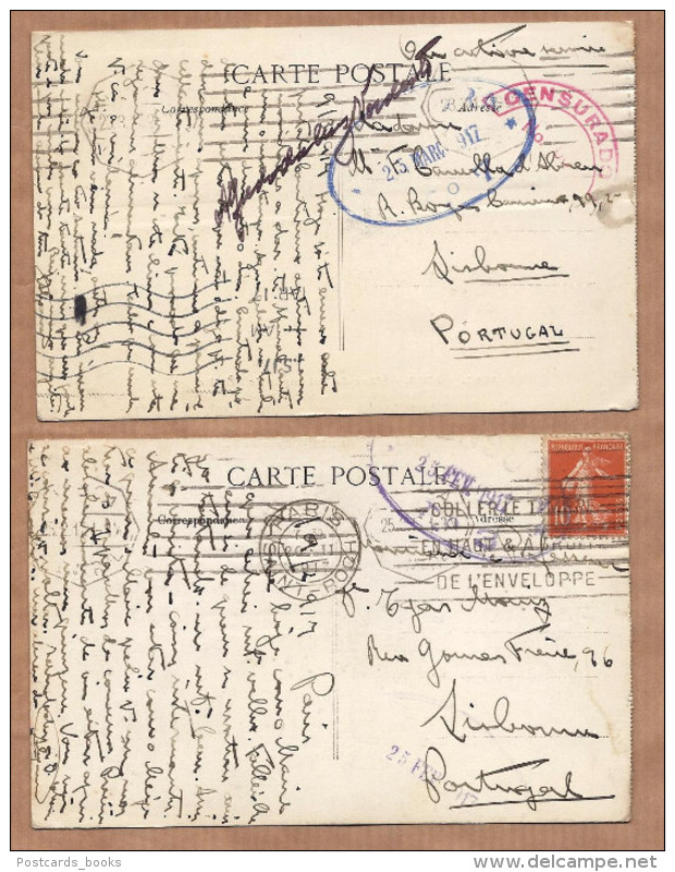 2 X Censor Cancel WWI War "ON ACTIVE SERVICE" FRANCE 1917. Set Of 2 Postcards FRANCE - Poststempel (Marcophilie)