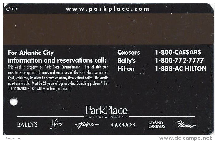 Caesars Casino Atlantic City, NJ Slot Card - ParkPlace Connection Card - Royal Citizen - Casino Cards