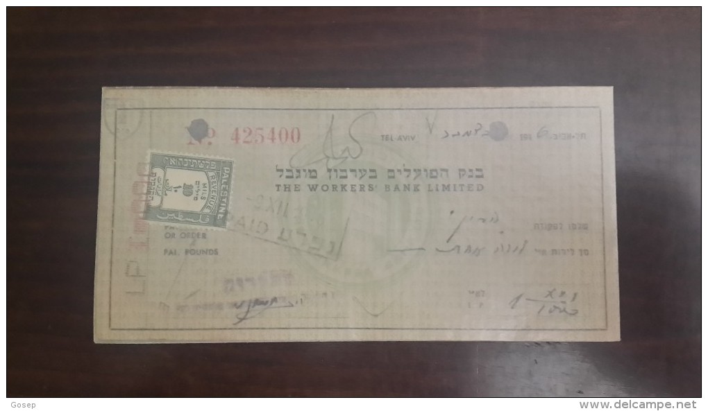 Israel-the Workers Bank Limited-(number Chek-425400)-(one Lira)-1946 - Israel