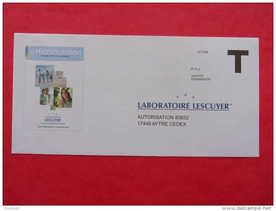 Médecine Enveloppe Réponse T Du Laboratoire LESCUYER Micronutrition - Cartes/Enveloppes Réponse T