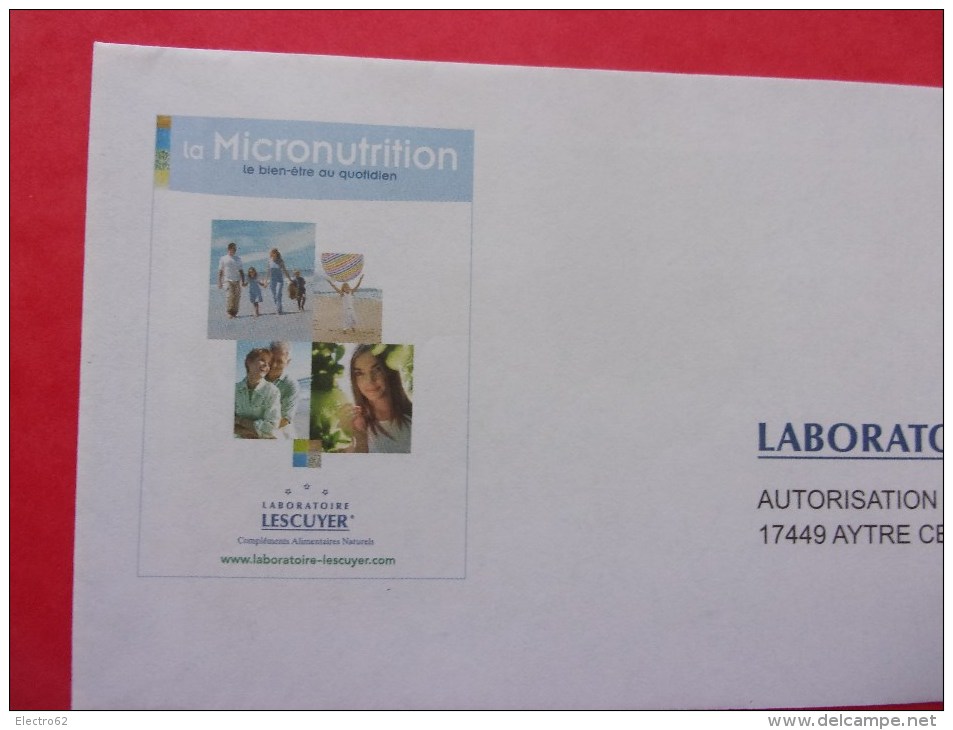 Médecine Enveloppe Réponse T Du Laboratoire LESCUYER Micronutrition - Cartes/Enveloppes Réponse T