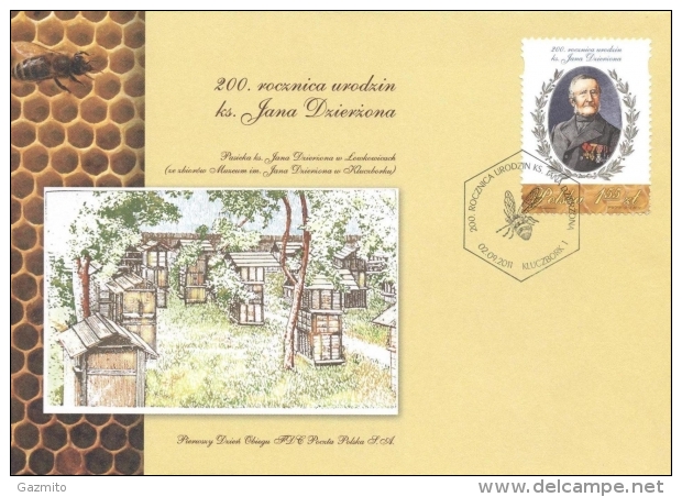 Poland 2011, Bees, 200th Anniversary Of The Birth Of Johann Dzierzon, FDC - FDC