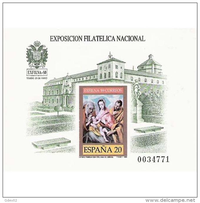 ESPO19-LFTPRUO19THC.España.Spain .Espagne.PRUEBA  OFICIAL.EXPOSICION FILATELICA NACIONAL.EXFILNA.1989.(Ed PO 19) - Hojas Conmemorativas