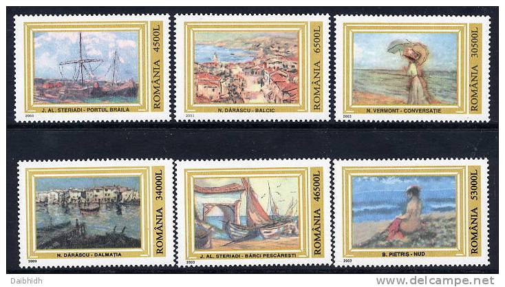 ROMANIA 2003 Marine Paintings Set MNH / **.  Michel 5701-06 - Unused Stamps