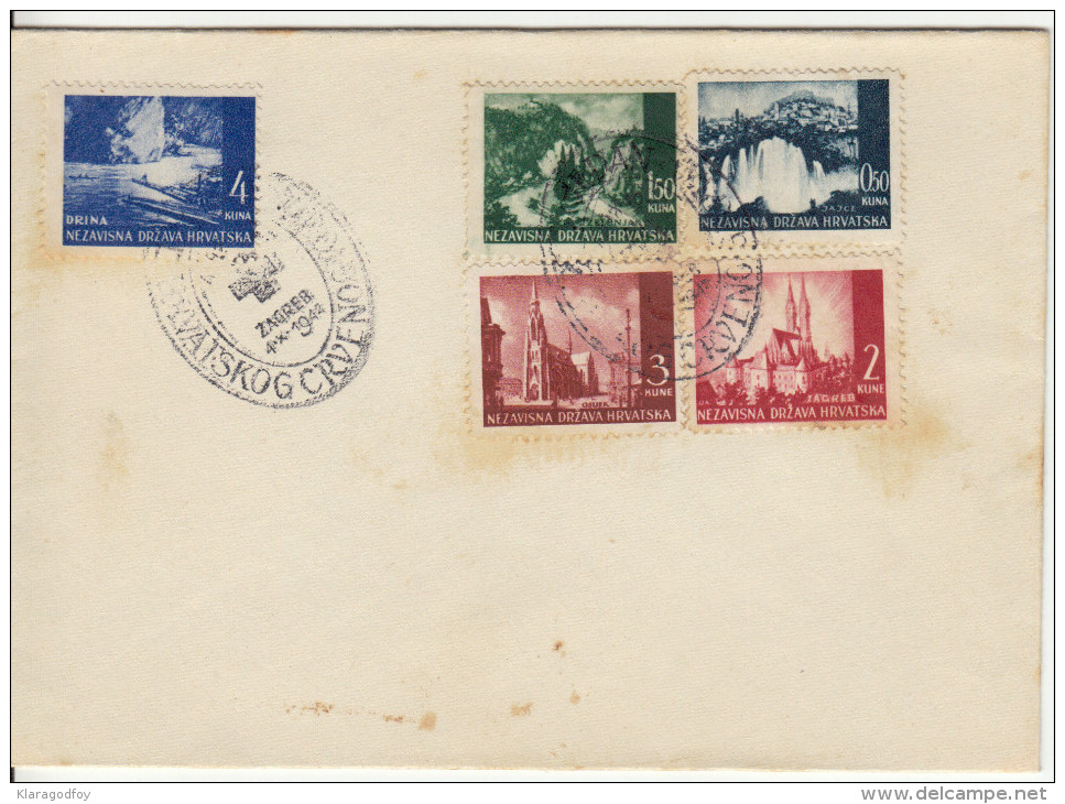 Croatia WWII NDH 11 Letter Covers With Red Cross Week 1942 Special Postmark Bb160720 - Croatie