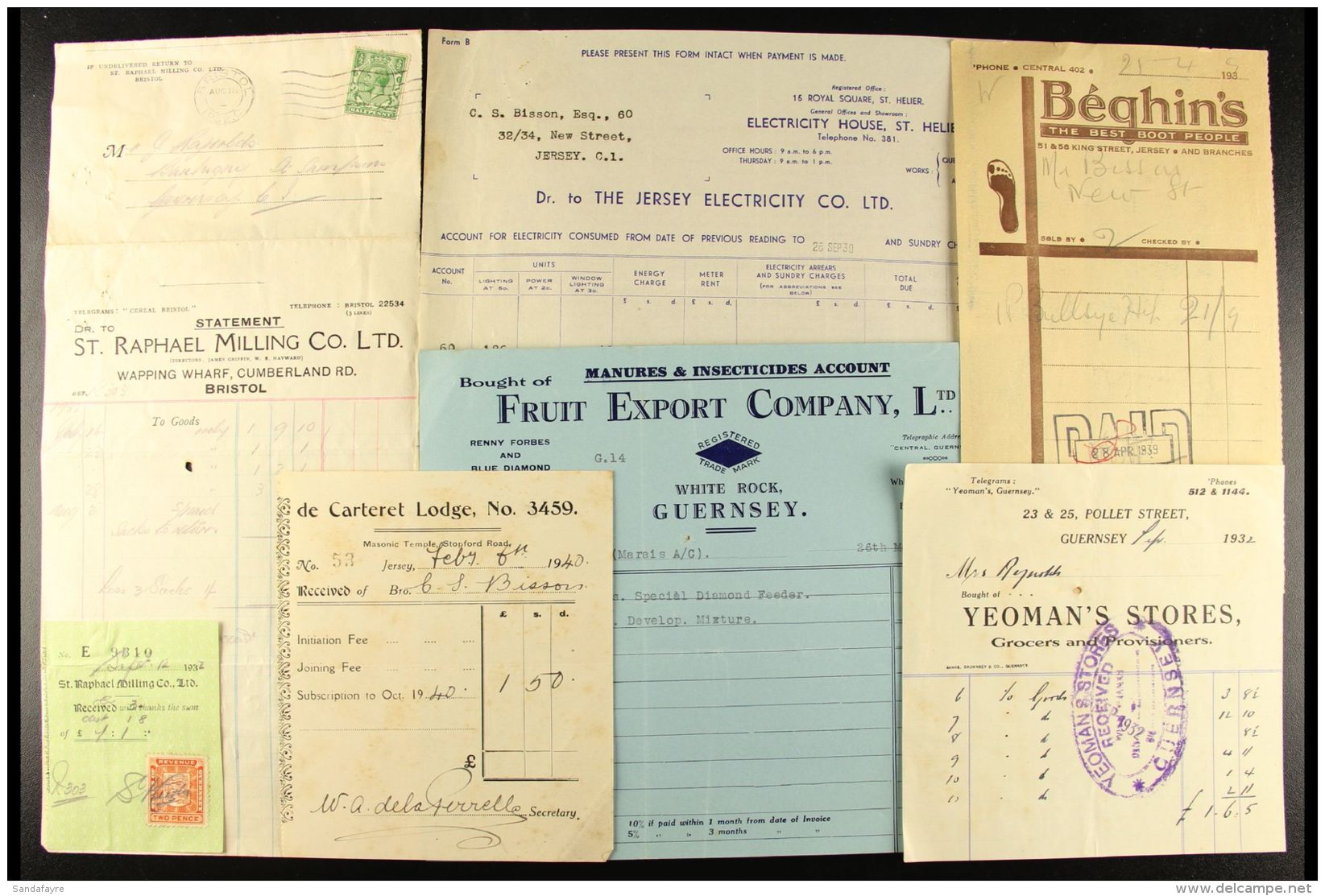 GUERNSEY AND JERSEY An Interesting Pile Of 1930's Bill Heads, From A Wide Range Of Businesses, Incl. Shops,... - Altri & Non Classificati