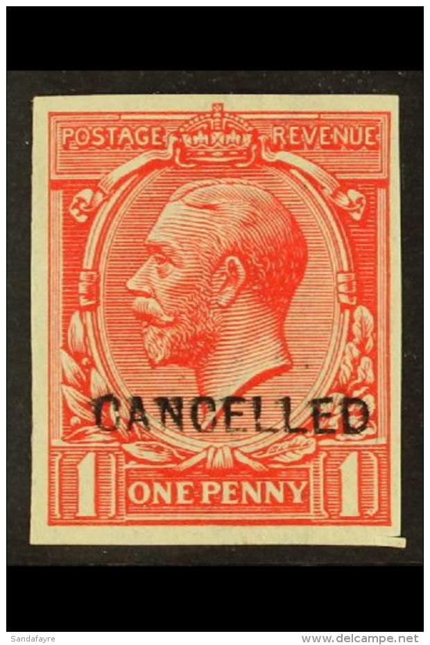 1912 1d Bright Scarlet Imperf, As SG 357, An Attractive Example Bearing A Type 24 "CANCELLED" Overprint, Spec Cat... - Non Classificati