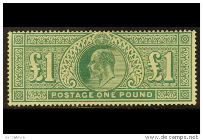 1911-13 &pound;1 Deep Green, SG 320, Mint, Diagonal Corner Gum Crease, Fine Frontal Appearance.  For More Images,... - Non Classificati