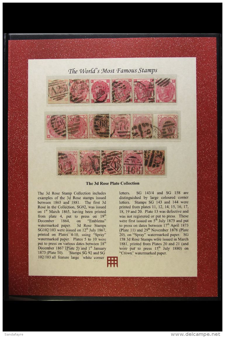 1865-1881 3D ROSE PLATE COLLECTION Presented In A Folder, A Good Used Collection Of 3d Rose Plates. Includes 1865... - Altri & Non Classificati