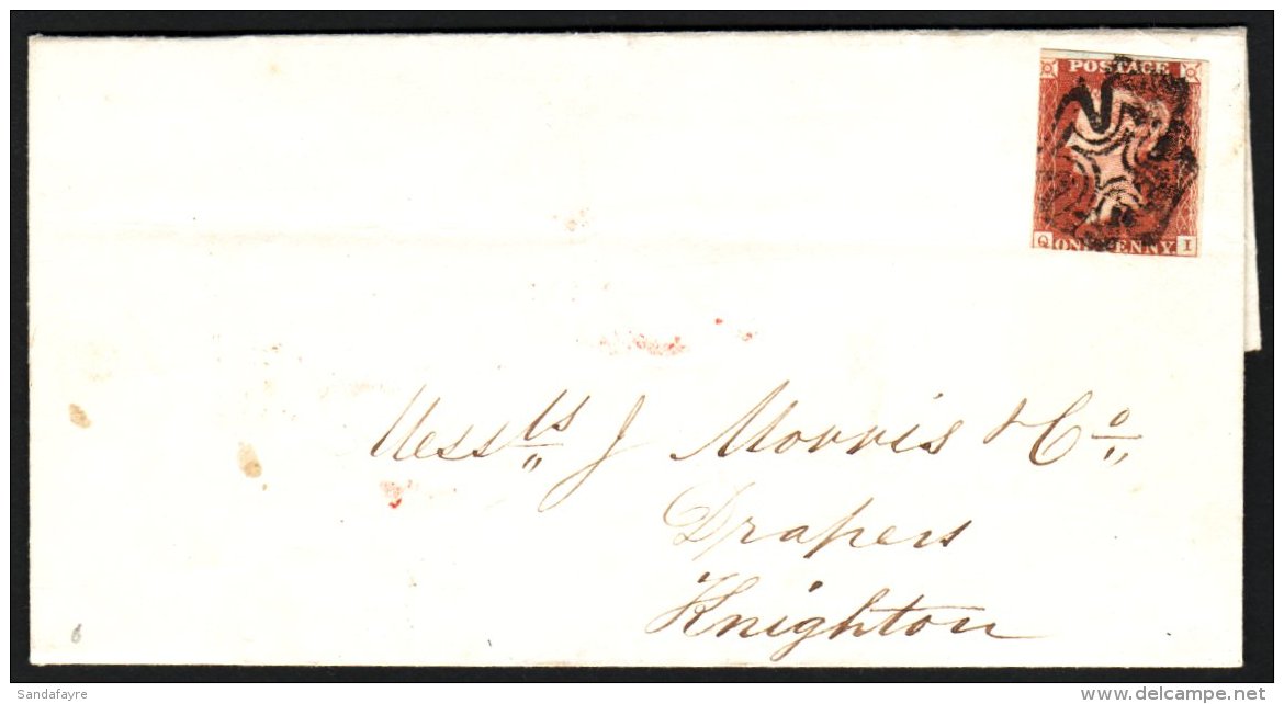 1841 (10 April) EL From Manchester To Knighton Bearing A 1d Red- Brown With 2 Margins &amp; Complete Black... - Altri & Non Classificati