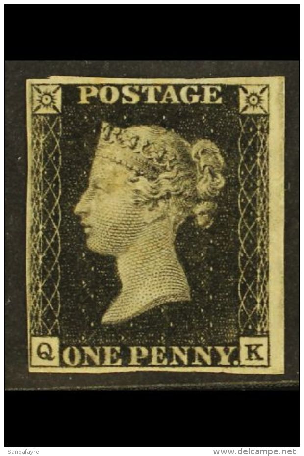 1840 1d Black 'QK' Plate 7, SG 2, Mint Large Part Original Gum With 4 Small To Huge Margins And Imperceptibly... - Non Classificati