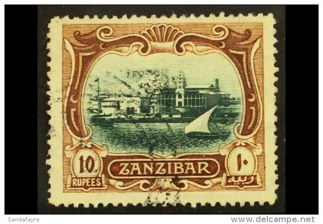 1908-09 10r Blue- Green And Brown, SG 239, Very Fine Used. For More Images, Please Visit... - Zanzibar (...-1963)