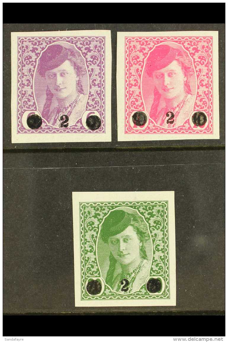 1919 (Nov) Issues For Bosnia-Herzegovina "2" Surcharges On Imperf "Bosnian Girl" Complete Set, Mi 27/29, Very Fine... - Altri & Non Classificati