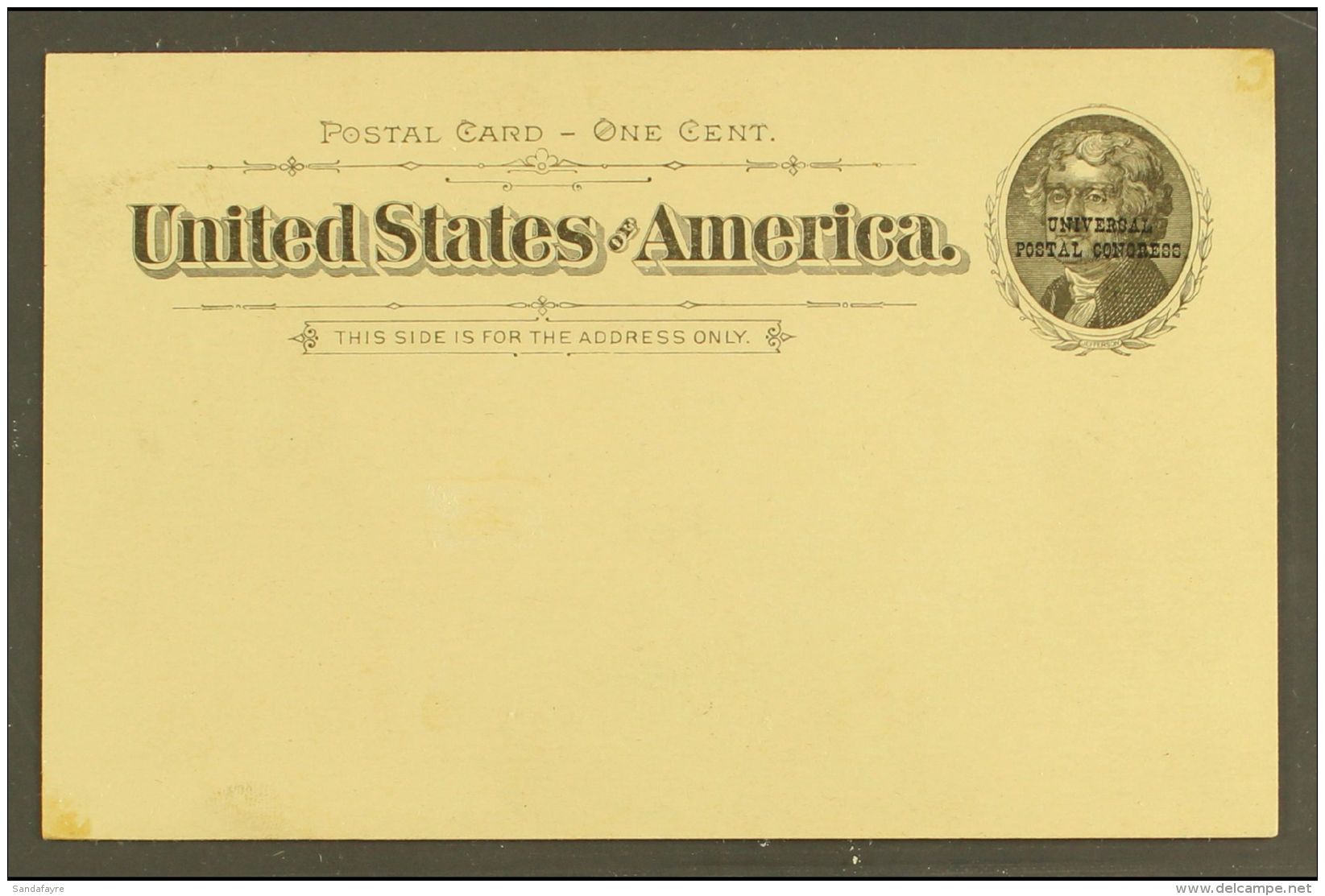 SPECIMEN 1897 1c Black On Buff Postal Card Overprinted "UNIVERSAL POSTAL CONGRESS", Scott UX12S, Very Fine Unused... - Altri & Non Classificati