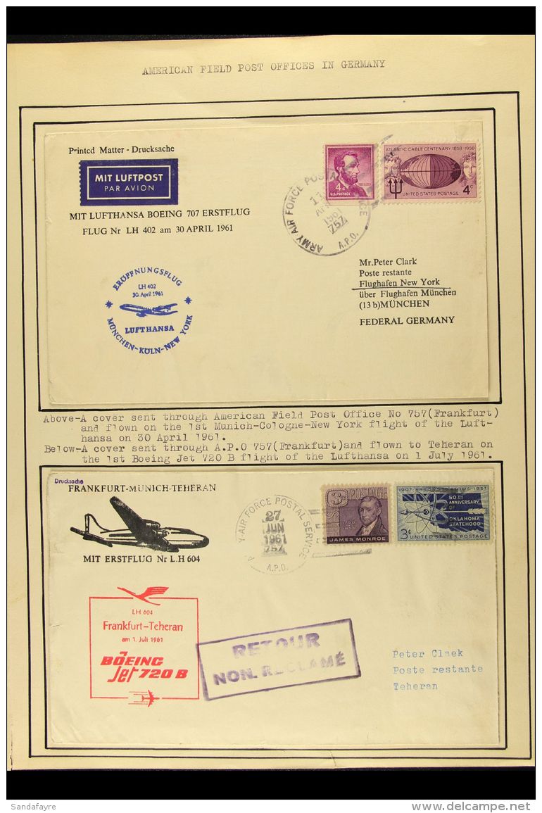 AMERICAN FIELD POST OFFICE IN GERMANY 1961-1963 Nicely Written Up Collection  Of Specially Flown Covers From US... - Altri & Non Classificati