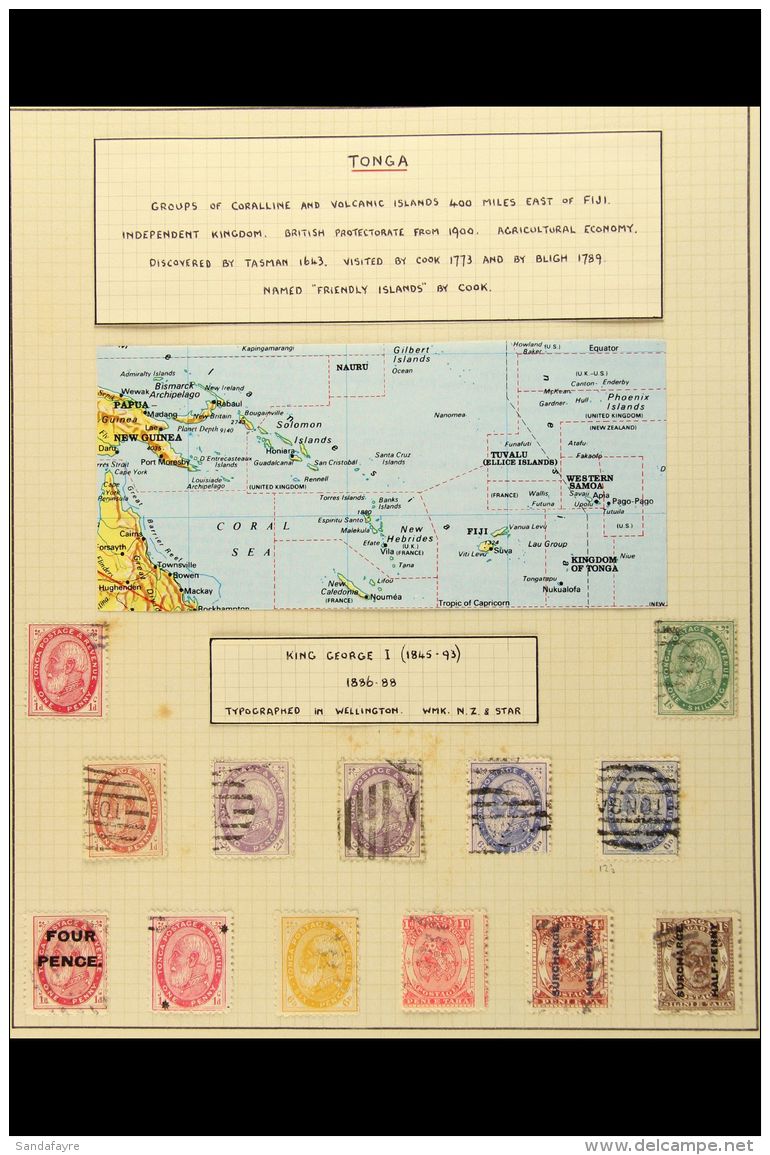1886-1958 FASCINATING COLLECTION WITH POSTMARK INTEREST Presented On Album Pages With Mint &amp; Used Issues Plus... - Tonga (...-1970)