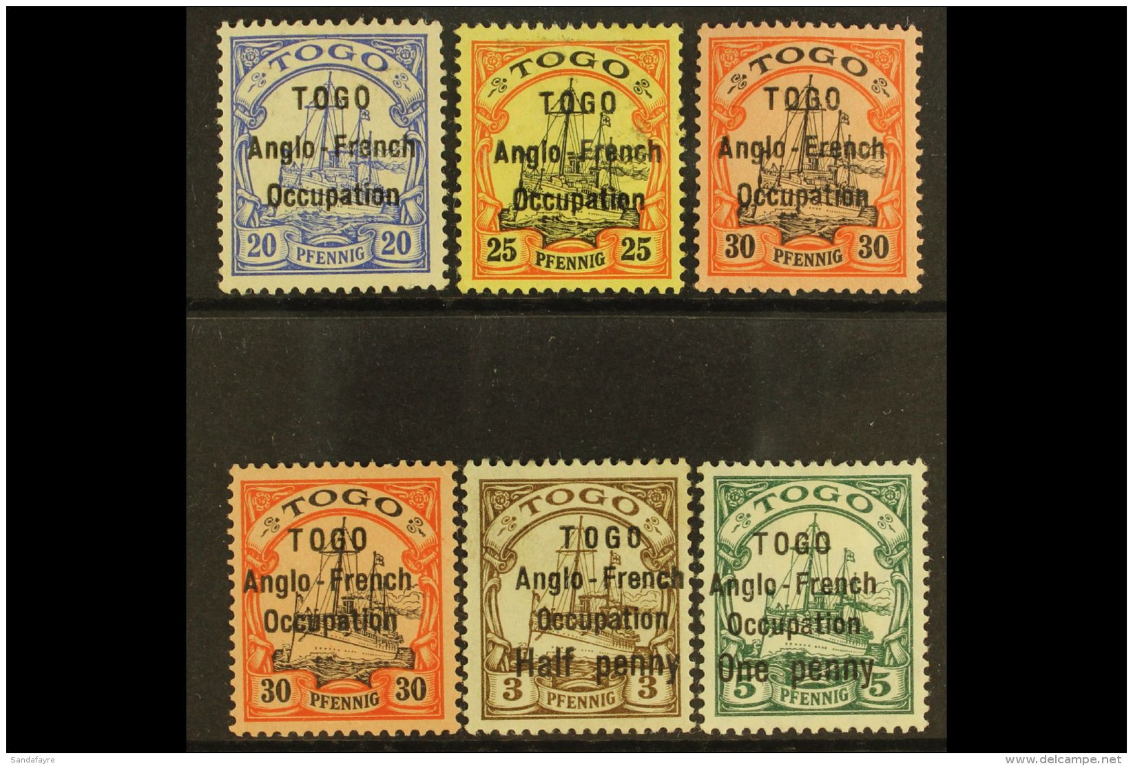 ANGLO-FRENCH OCCUPATION 1914 Fine Mint Overprinted/surcharged German "Yacht" Types, Comprising (lines 3mm Apart)... - Altri & Non Classificati