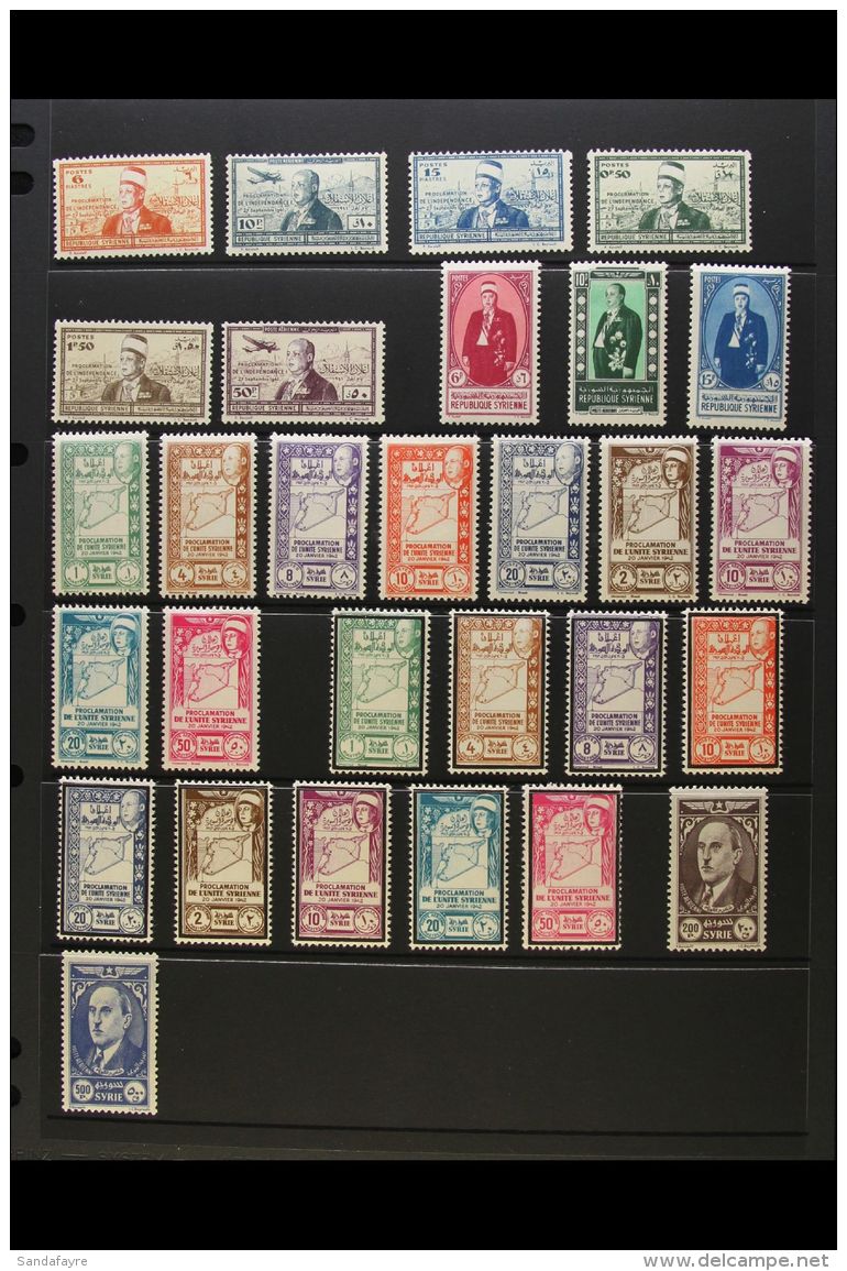 1942-44 Complete Run Of Syrrian Republic Postage And Air Issues Through To May 1944, SG 358/386, Very Fine Mint (a... - Siria