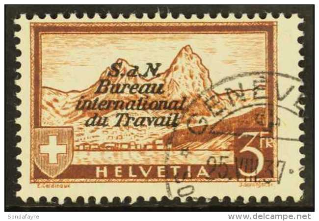 INTERNATIONAL ORGANIZATIONS 1937 3Fr Brown Mythen Mountain, Mi 48, Fine Cds Used. For More Images, Please Visit... - Altri & Non Classificati