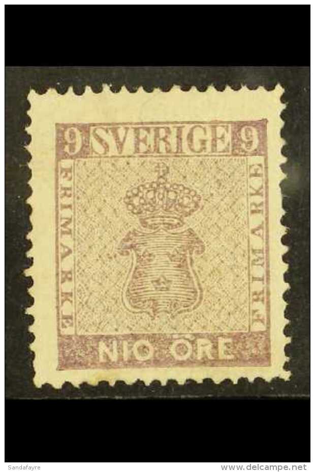 1858-72 9ore Red Lilac Facit 8b, Mint With Part Gum, Short Perf At Right; With Sjoman Photo Certificate. Cat... - Altri & Non Classificati