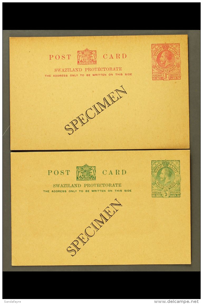 POSTAL STATIONERY 1932-5 KGV  &frac12;d Green &amp; 1d Carmine Postcards, H&amp;G 1/2, Both Unused With "SPECIMEN"... - Swaziland (...-1967)